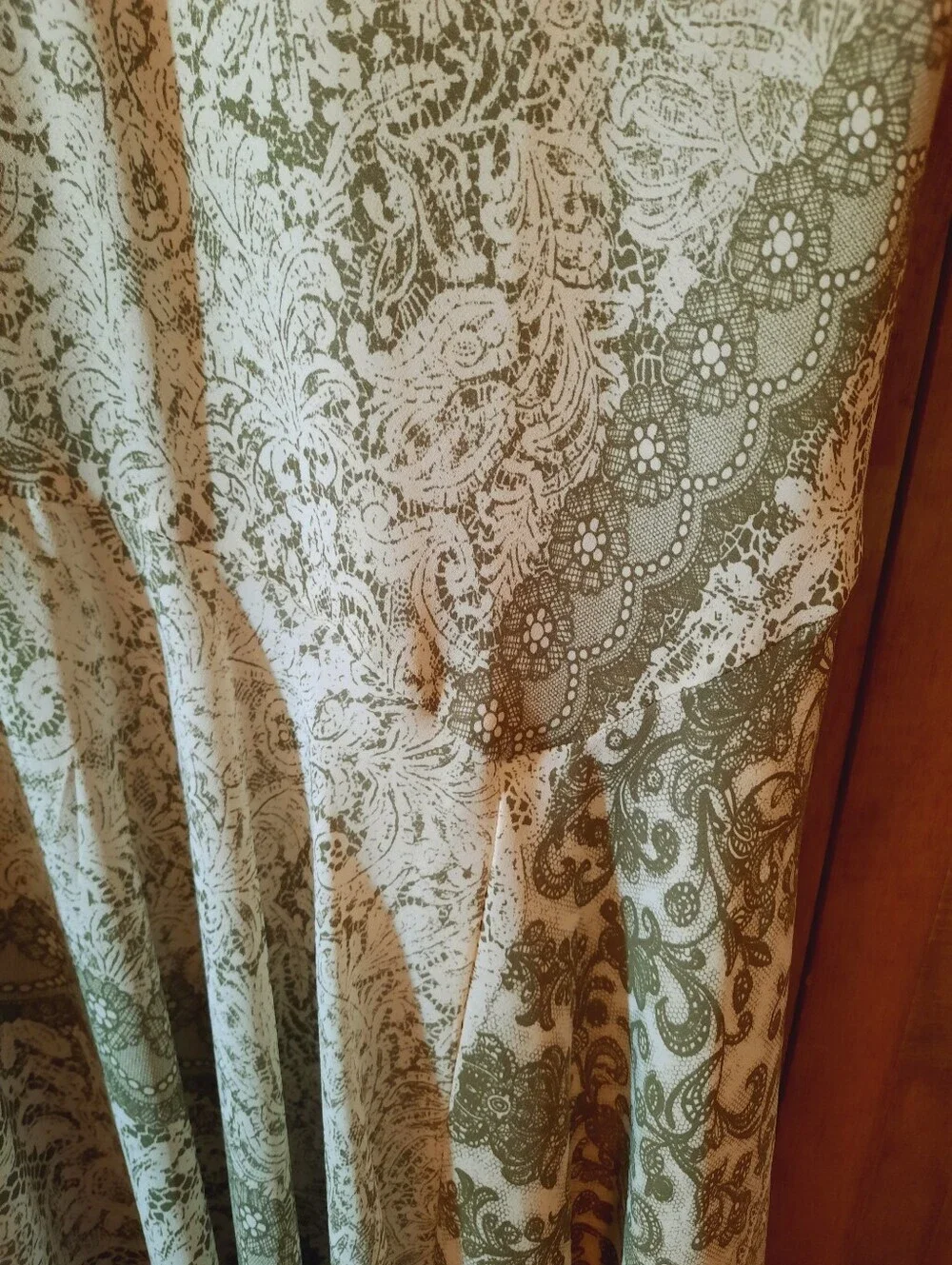 Vintage K Studio Paisley Lace Print Assystemrical Drop Waist Midi Dress Size 14